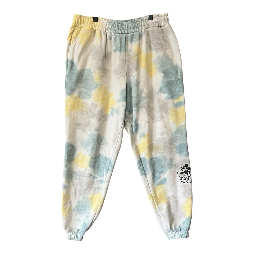 Disney Mickey Mouse Mens XL Joggers Tie Dye Sweatpants Embroidered Loungewear